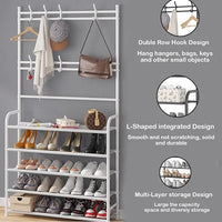 👟🧢 Multi-Functional Shoe & Hat Rack | 4-Tier Metal Shelf with Hooks